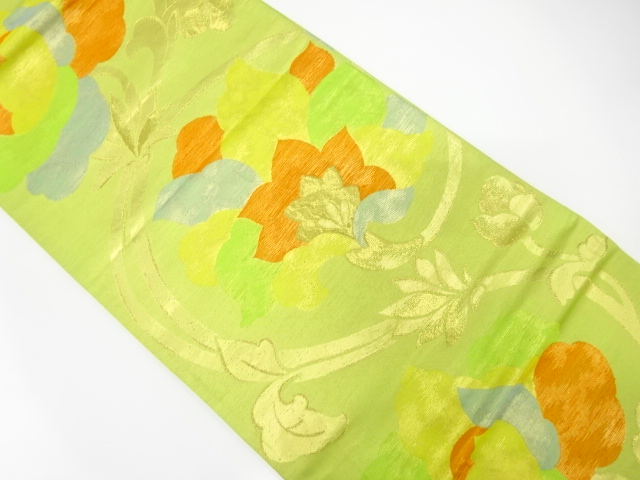 JAPANESE KIMONO / ANTIQUE FUKURO OBI / SILK / WOVEN CHINESE FLOWER